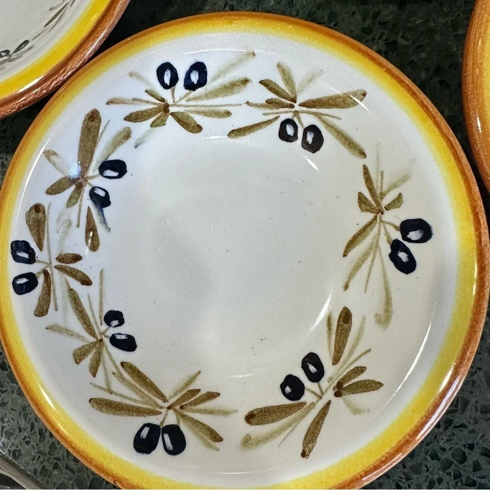 Williams Sonoma Tuscan Olives Made in Italy Hand Painted Dipping Bowls Set of 4